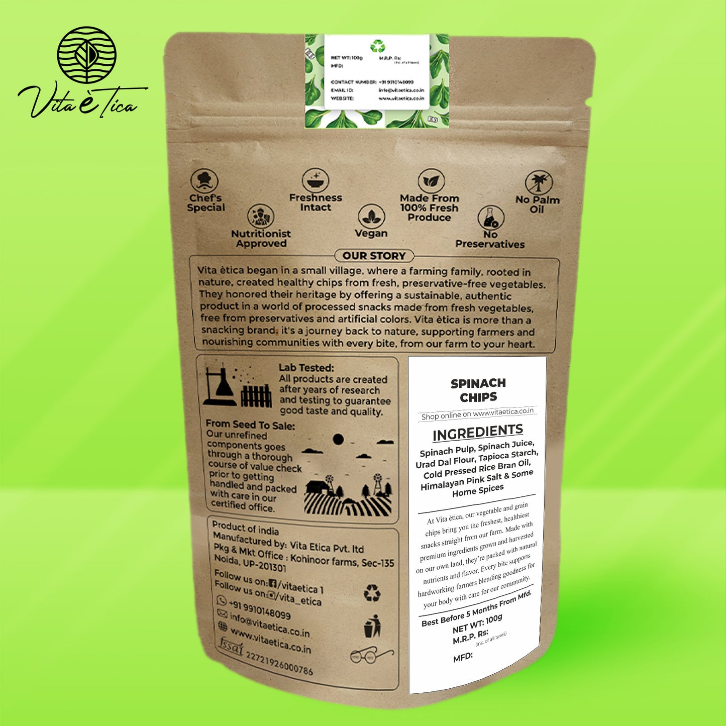 SPINACHNUTRI CRISPS (Spinach Chips)