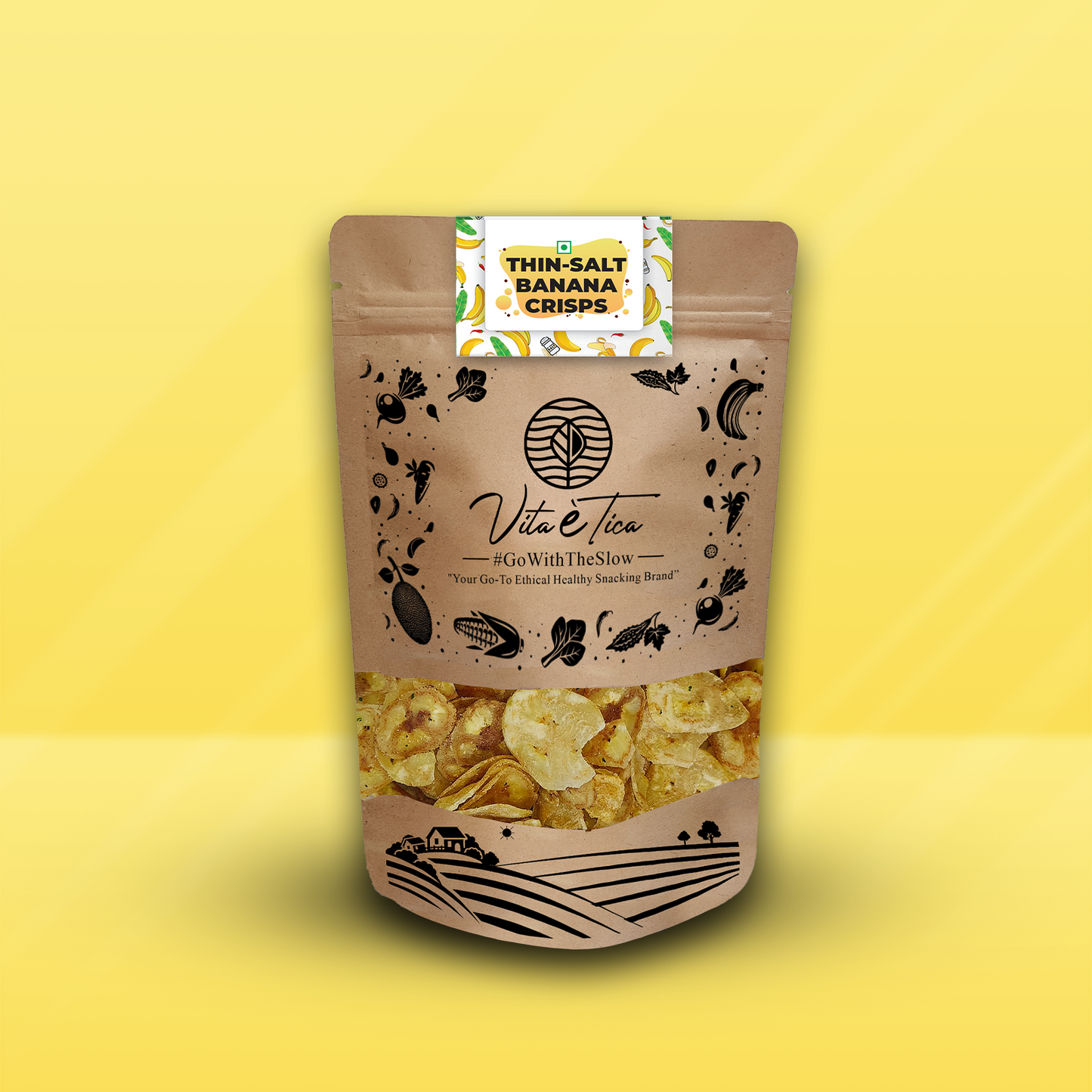 Crunchy salted banana chips by Vita Etica