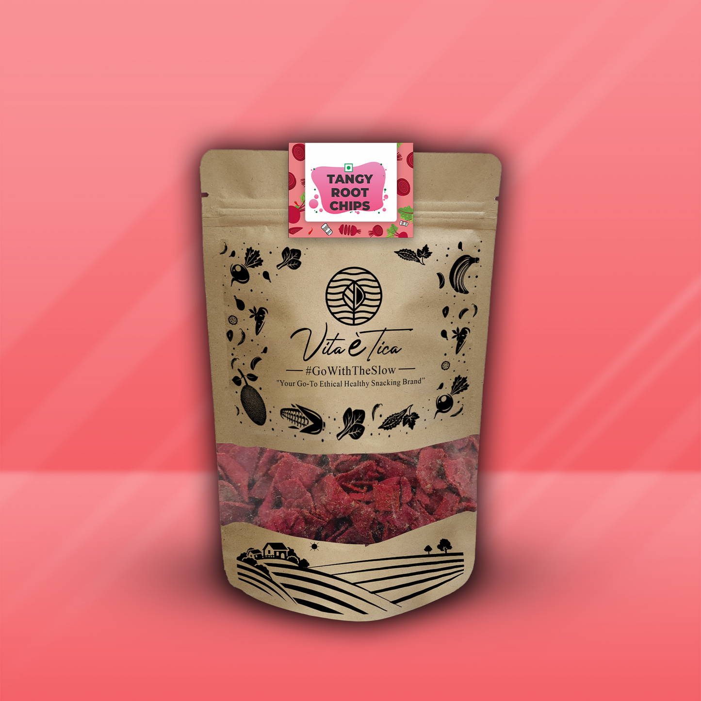 Crunchy beetroot tangy chips by Vita Etica