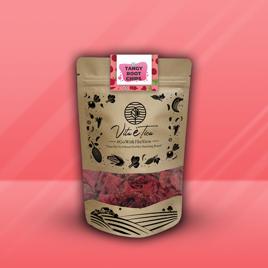 Crunchy beetroot tangy chips by Vita Etica