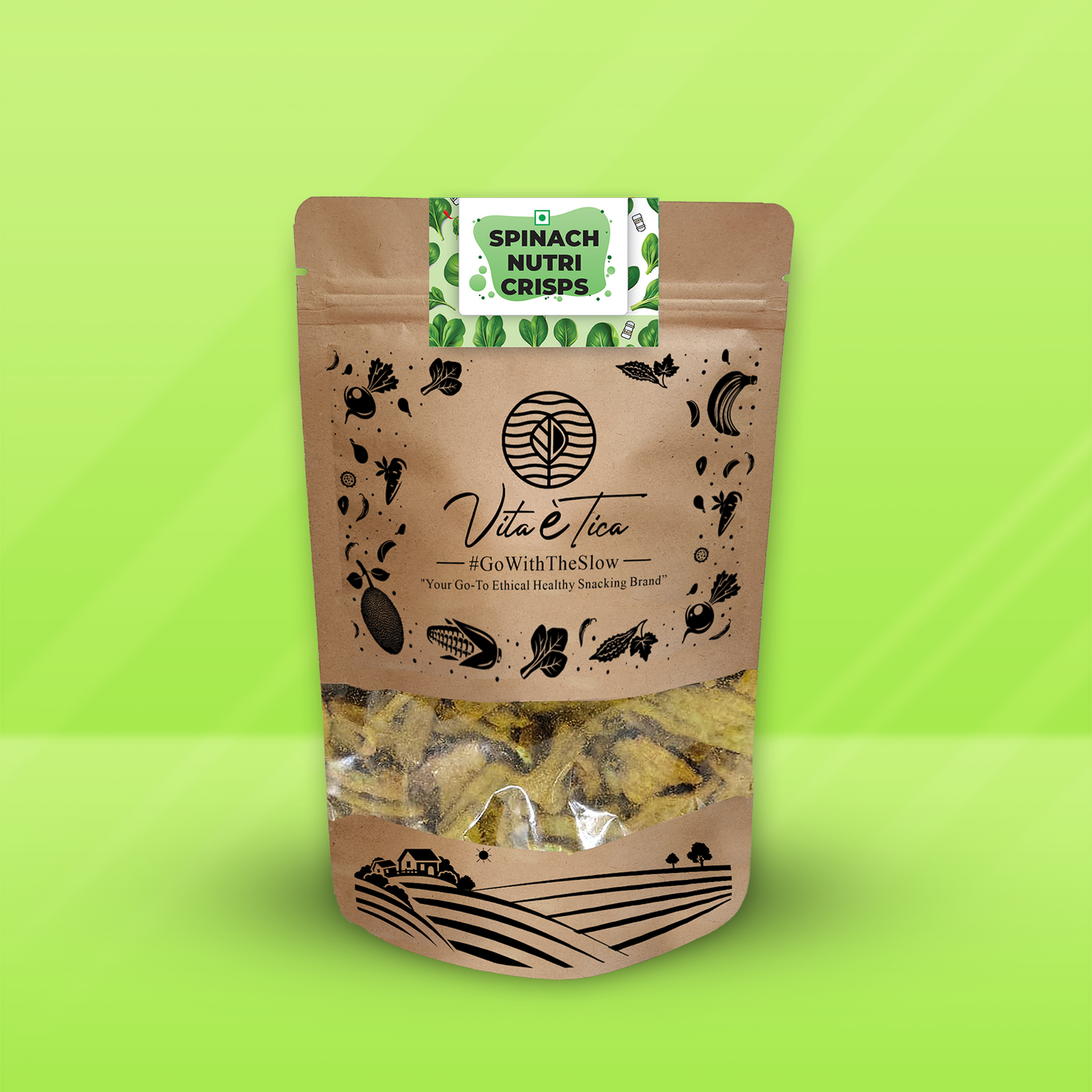 Crunchy spinach crisps by Vita Etica