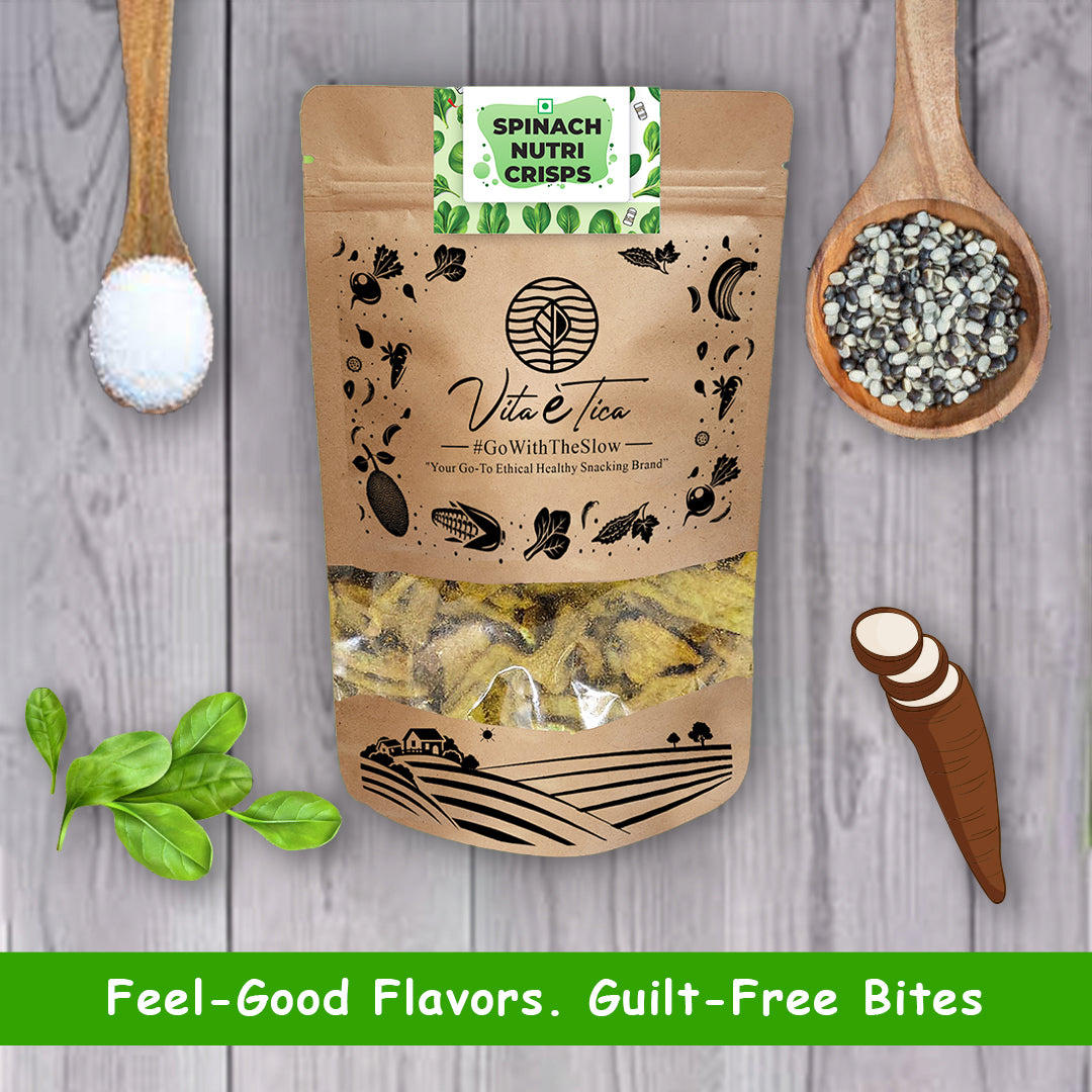 Organic spinach crispies snack by Vita Etica