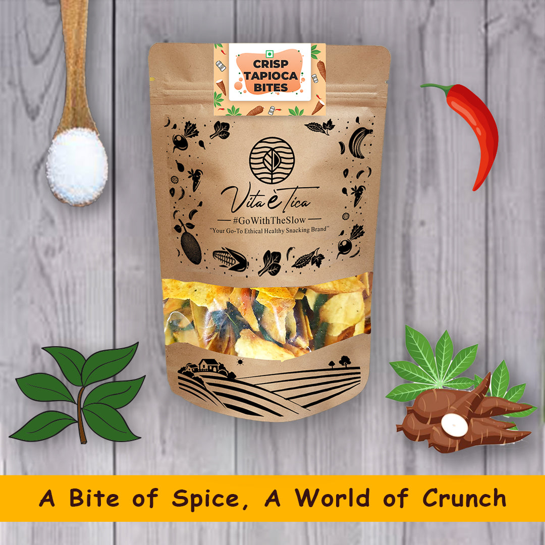 Organic tapioca crispies snack by Vita Etica