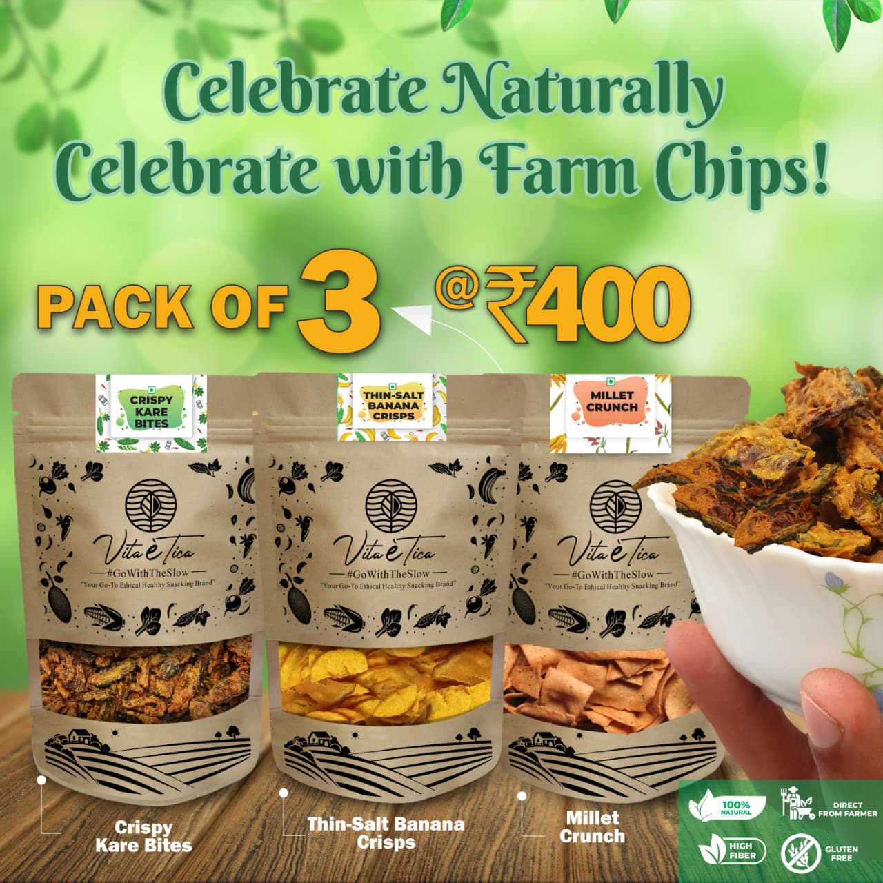 Healthy Crunch Combo Pack – Karela, Banana & Millet Chips
