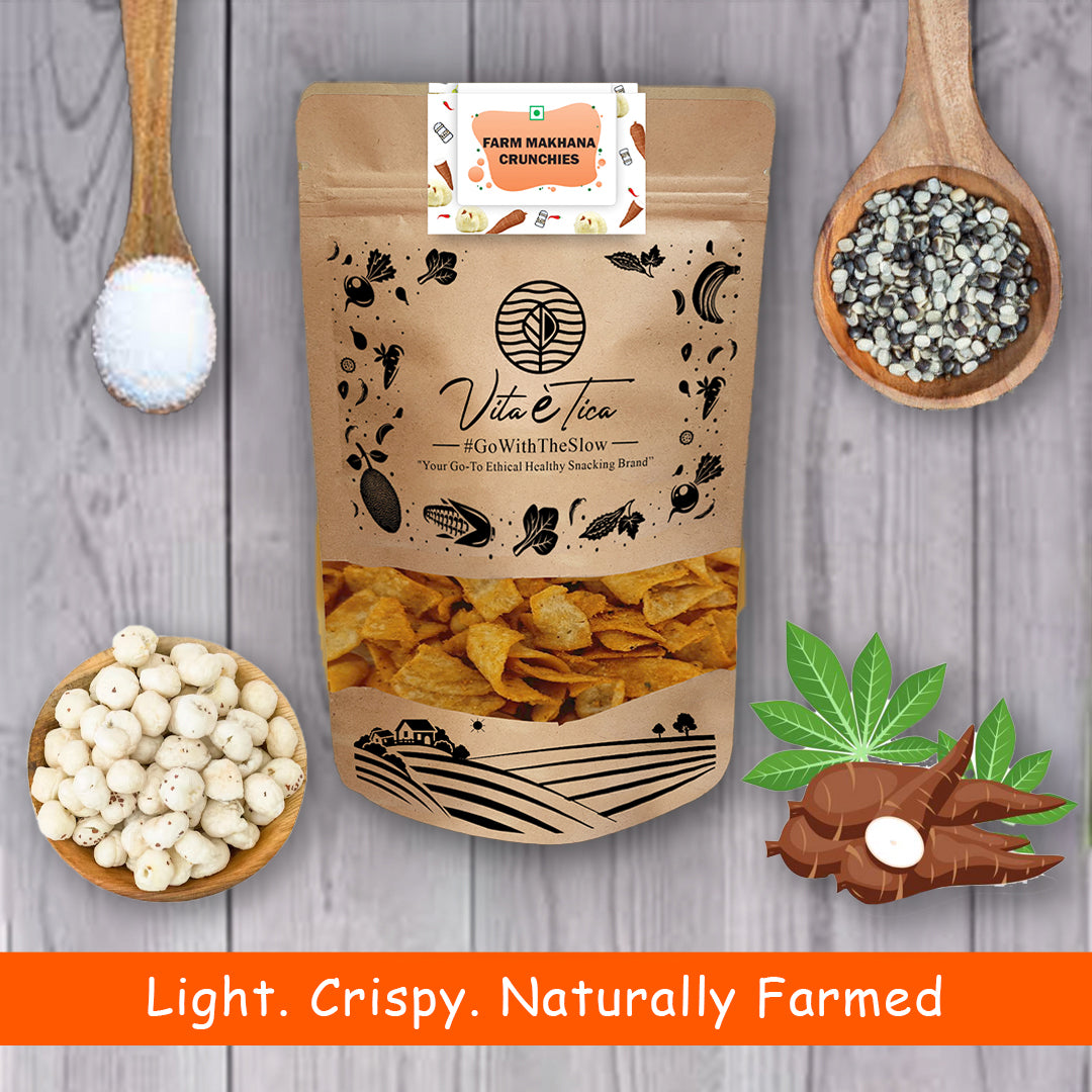 Organic farm makhana crispies snack by Vita Etica